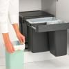 Poubelle encastrable SORT & GO 2x 10 l + 1x 20 l, gris foncé / vert jade, plast, Brabantia