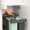 Poubelle encastrable SORT & GO 2x 10 l + 1x 20 l, gris foncé / vert jade, plast, Brabantia