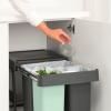 Poubelle encastrable SORT & GO 2x 10 l + 1x 20 l, gris foncé / vert jade, plast, Brabantia