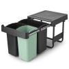 Poubelle encastrable SORT & GO 2x 10 l + 1x 20 l, gris foncé / vert jade, plast, Brabantia