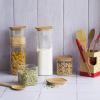 Bocal de rangement PKV-035, set de 3 pc, verre / bambou, Pebbly