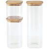 Bocal de rangement PKV-035, set de 3 pc, verre / bambou, Pebbly