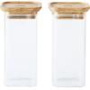 Bocal de rangement PKV-048 320 ml, set de 2 pc, verre / bambou, Pebbly