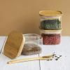 Boîte de conservation pour aliments PKV-034 500 ml, set de 3 pc, verre / bambou, Pebbly