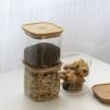Boîte de conservation pour aliments PKV-015 800 ml, set de 3 pc, verre / bambou, Pebbly