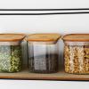 Boîte de conservation pour aliments PKV-015 800 ml, set de 3 pc, verre / bambou, Pebbly