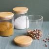 Bocal de rangement PKV-014 180 ml, set de 3 pc, verre / bambou, Pebbly