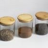Bocal de rangement PKV-014 180 ml, set de 3 pc, verre / bambou, Pebbly