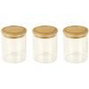 Bocal de rangement PKV-014 180 ml, set de 3 pc, verre / bambou, Pebbly