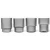 Verre à eau RIPPLE 200 ml, set de 4 pc, gris, ferme LIVING