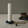 Support bougie pilier BLOCK 11 cm, noir, laiton, ferme LIVING