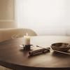 Support bougie pilier BLOCK 11 cm, noir, laiton, ferme LIVING