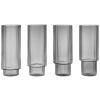 Verre tumbler RIPPLE 300 ml, set de 4 pc, gris, ferme LIVING
