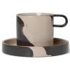 Tasse à thé avec soucoupe INLAY 200 ml, sable, grès, ferme LIVING
