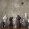 Bougeoir YARA 17,5 cm, gris, grès, ferme LIVING