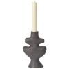 Bougeoir YARA 16 cm, gris, grès, ferme LIVING