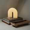 Lampe de table sans fil VUELTA 22,5 cm, LED, blanc, verre, ferme LIVING