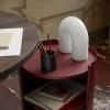 Lampe de table sans fil VUELTA 22,5 cm, LED, blanc, verre, ferme LIVING