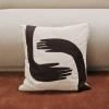 Coussin POSE 50 x 50 cm, blanc / marron, coton, ferme LIVING