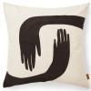 Coussin POSE 50 x 50 cm, blanc / marron, coton, ferme LIVING