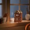 215972 1 svicen na cajovou svicku gingerbread lighthouse 17 cm hneda kamenina kahler